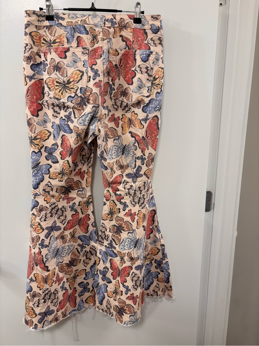 Free People Peach Butterfly Print Flare Jeans - Picture 7 of 12